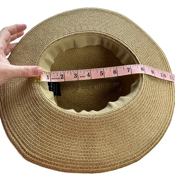 Women's OSFM Beige Paper Braided Fedora With A Bow Band - Picture 8 of 10